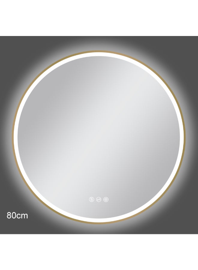 Aqua Drop Round Copper Free Environmental LED Bathroom Mirror Gold 80 cm DWSF80RTF-BG - Image 1